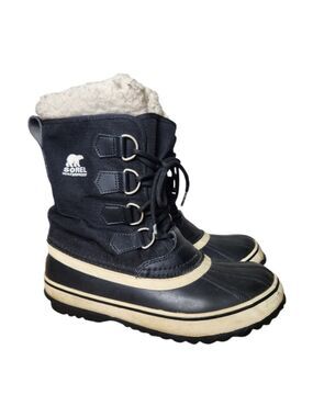 Sorel Winter Carnival Black & Cream Boots Womens Size 6